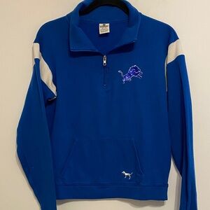 Victoria's Secret Blue Zip-Up Detroit Lions pullover. Loved shoes wear